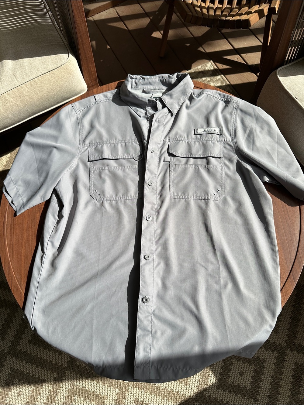 habit Light Gray Short-Sleeve Button-Up Fishing Shirt